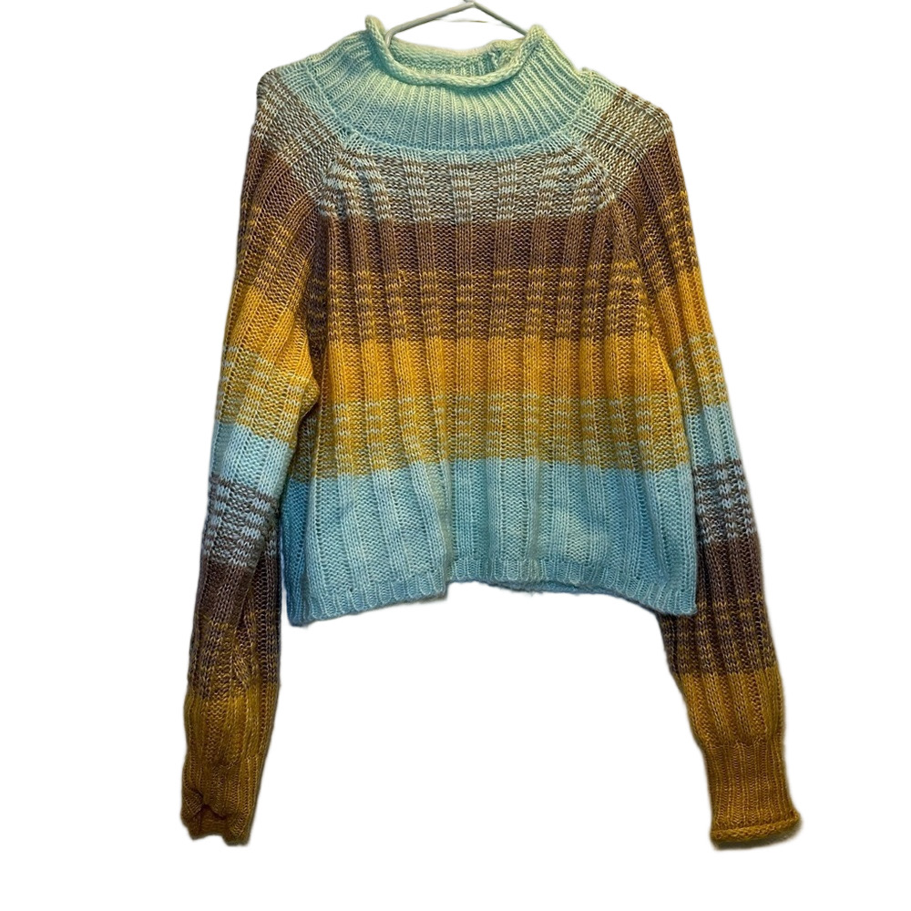 New In (Filly Flair) Teal & Yellow Mock Neck Sweater Size Small